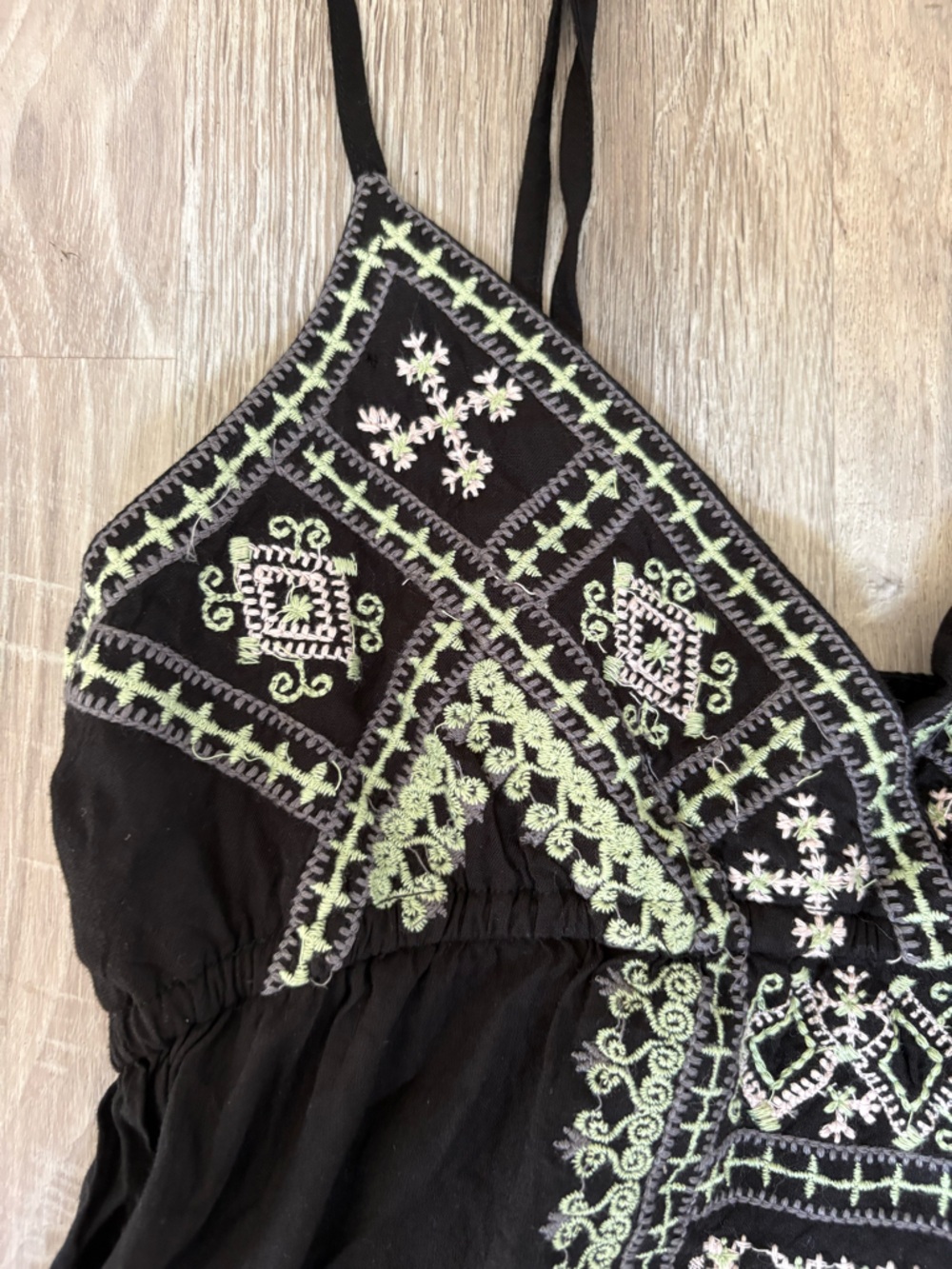 Cute Options Black Embroidered Maxi Dress Women’s Size S - Picture 7 of 11